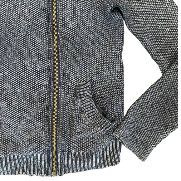 Free People Charcoal Knit Zip Front Sweater Moto Jacket Small - Picture 4 of 6